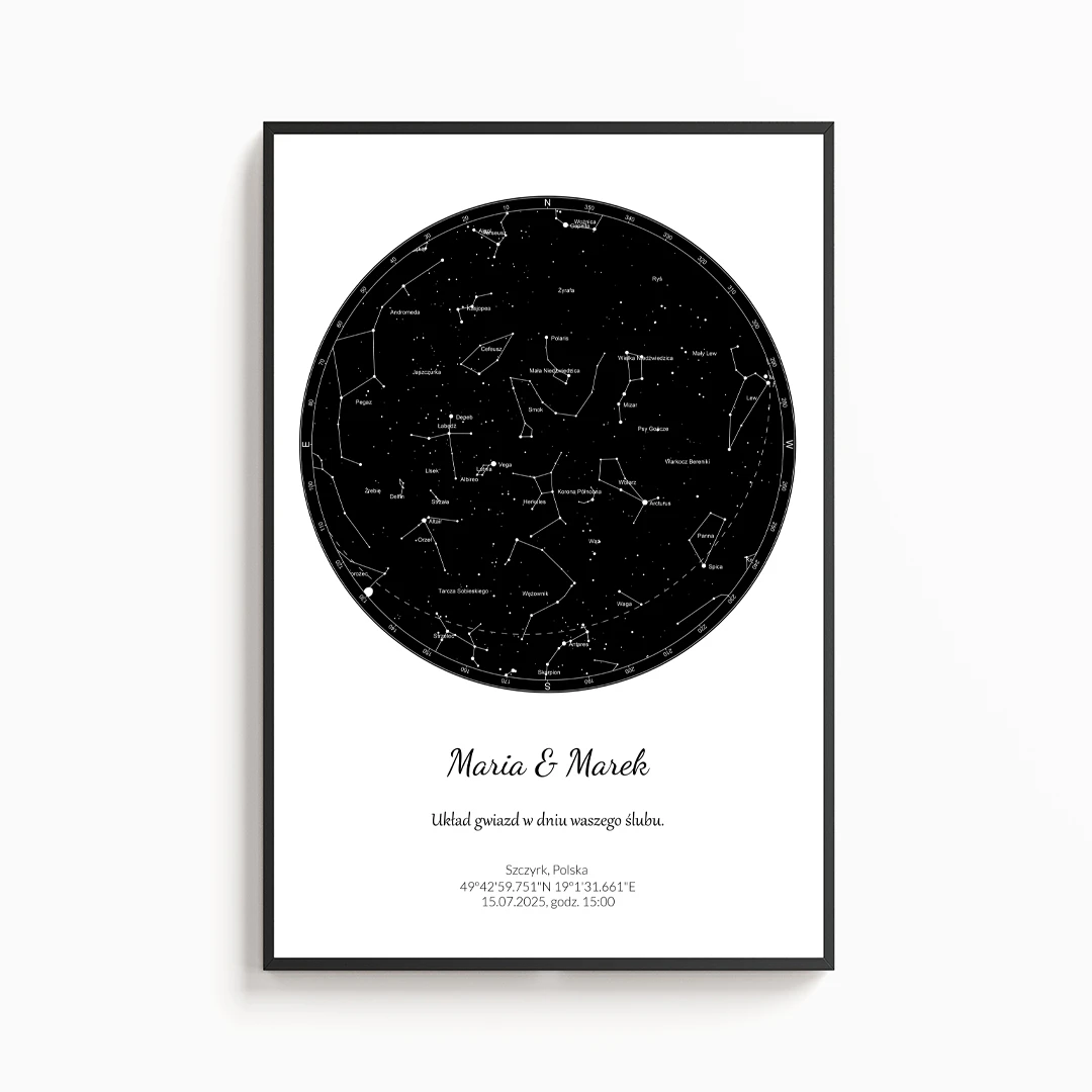 Personalizowana Mapa Nieba i Gwiazd - klasyczna