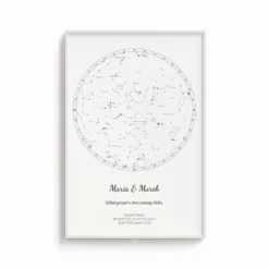 Mapa gwiazd - biała - biała rama