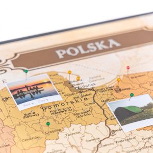 Mapa Polski, mapa do oznaczania podrozy na korku aluminiowa rama