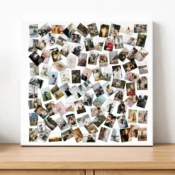 Wizualizacja pomieszczenia przedstawiająca kolaż na płótnie