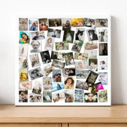 Wizualizacja pomieszczenia przedstawiająca kolaż na płótnie