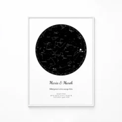 Personalizowana mapa gwiazd klasyczna - układ gwiazd z wybranego dnia na prezent | PicArta