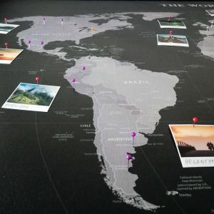 mapa świata do oznaczania podroży na ścianę