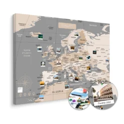 Pastelowa mapa Europy na ścianę do oznaczania podróży XXL