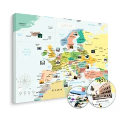 Mapa polityczna Europy na ścianę do oznaczania podróży XXL