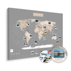 Pastelowa mapa świata na ścianę do oznaczania podróży XXL