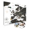 A0 Mapa Podróży Europy na ścianę do zaznaczania miejsc biało czarna na płótnie XXL