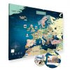 A0 Mapa Podróży Europy na ścianę do zaznaczania miejsc niebieska deep blue na płótnie XXL