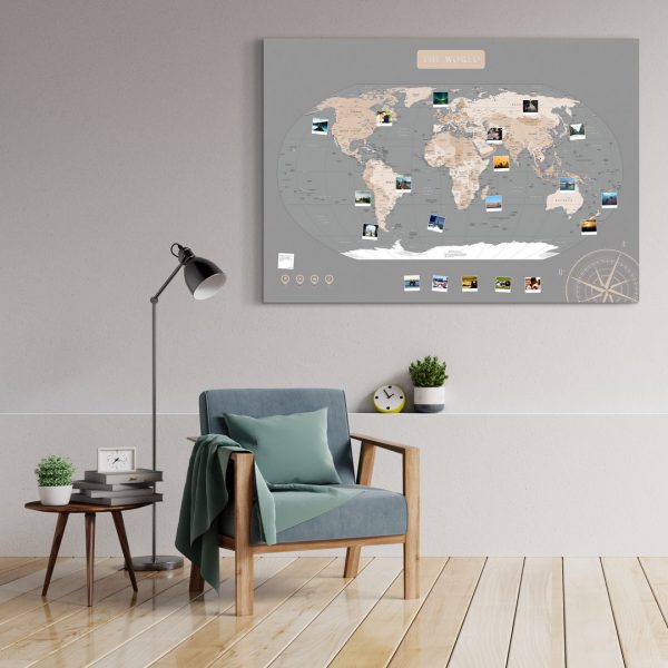 A0 Mapa Świata do Oznaczania Podróży Pastelowa