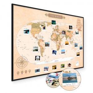 Mapa świata na ścianę do oznaczania podróży
