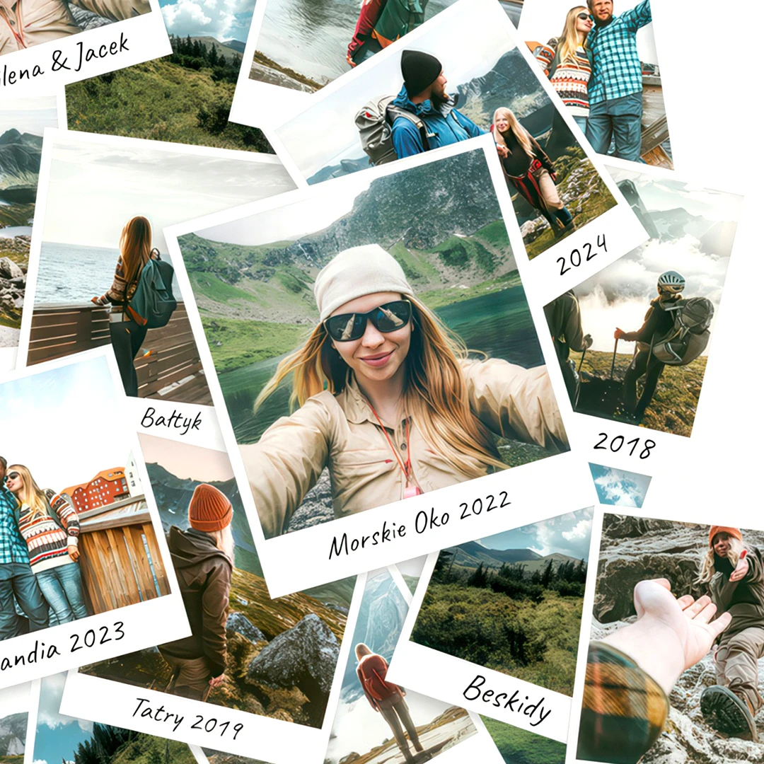 Zdjęcia polaroidowe do mapy podróży