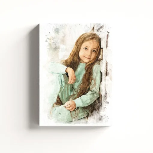 Obraz akwarelowy portret dziecka na płótnie – personalizowany obraz w stylu akwareli od Picarta.