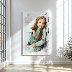 Personalizowany portret dziecka na płótnie w stylu akwareli. Unikalna dekoracja ścienna i wyjątkowy prezent od Picarta.