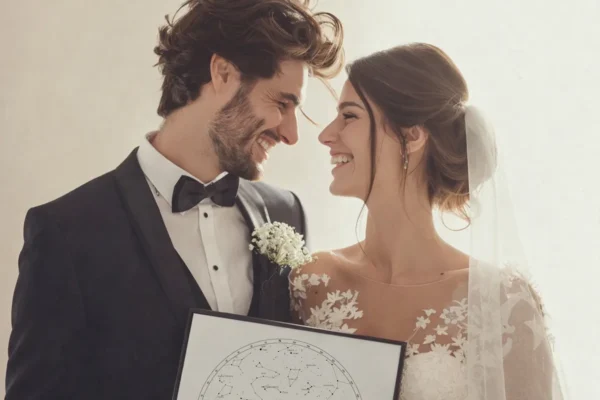 Mapa gwiazd na ślub - personalizowany prezent dla nowożeńców z układem gwiazd z dnia ślubu