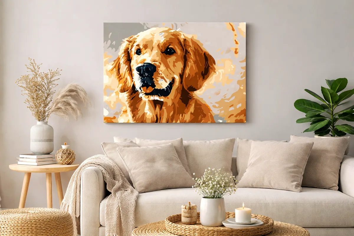 malowanie po numerach ze zdjęcia psa – gotowy obraz na ścianie